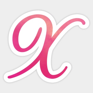 Letter X  Monogram, Pink Color Personalized Design Sticker